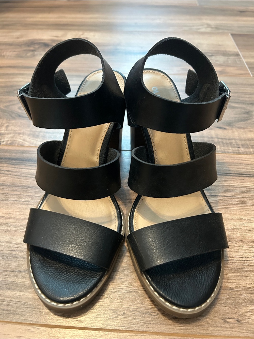Old Navy Black Triple-Strap Block Heel Sandals